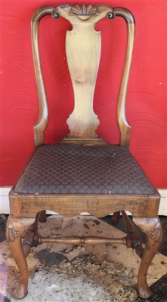 Queen Anne Walnut Side Chair - Shell Carved Back and Legs - 37" tall 