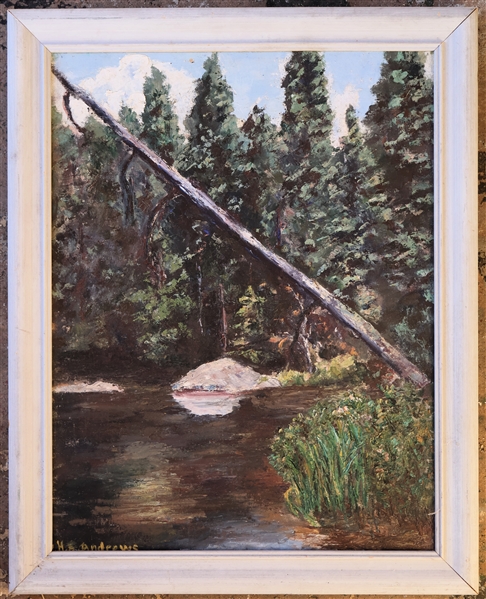 Oil on Board Painting by Hannah S. Andrews of New York - Framed - Frame Measures 20 1/2" by 16 1/2"