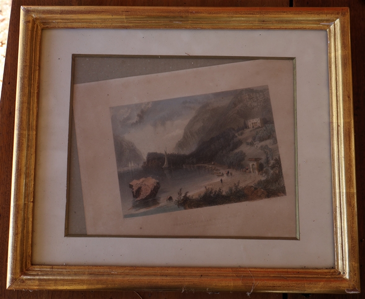 Hand Colored Print of "Undercliff Near Cold Spring" The Seat of Gen. George C. Norris - Framed and Matted - Frame Measures 12" by 14 1/2" 