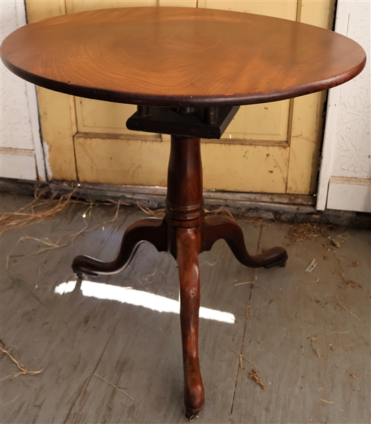 Eighteenth Century Bird Cage Tilt Top Tea Table - One Board Top - Queen Anne Slipper Foot - Walnut? - Measures 28" Tall 29 1/2" Across 