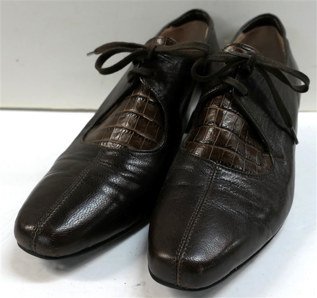 Beautifeel Made in Israel Brown Leather Shoes with Croc Pattern Accents - Size 36 - Very Minimal Wear