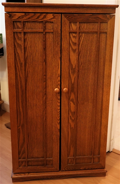 Mission Style Oak Storage Cabinet with Adjustable Shelves - Measures  - Dovetailed Doors - 40" tall 23 1/4" 12 1/2" 