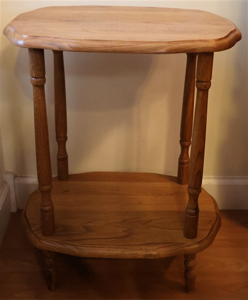 Oak 2 Tier Occasional Table - Measures 24" tall 19" by 14" 