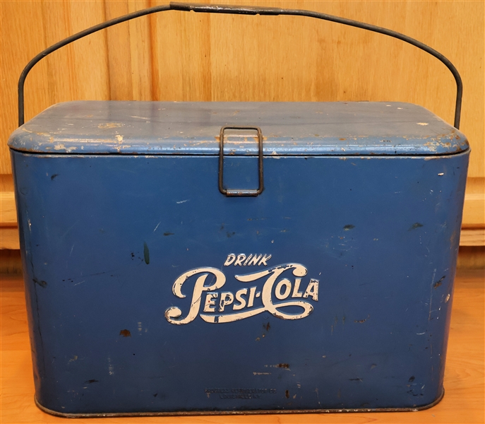 "Drink Pepsi Cola" Blue Metal Drink Cooler  - Double Sided 