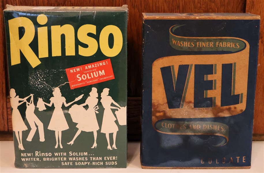 New Old Stock Boxes of Rinso with Solium Washing Powder and VEL Washing Powder - Full Boxes