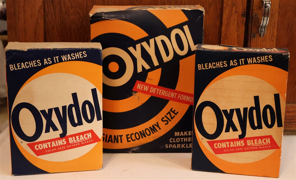 3 New Old Stock Boxes of Oxydol Washing Powder - Full Boxes - One Box is Missing Part of Top Label Graphics 