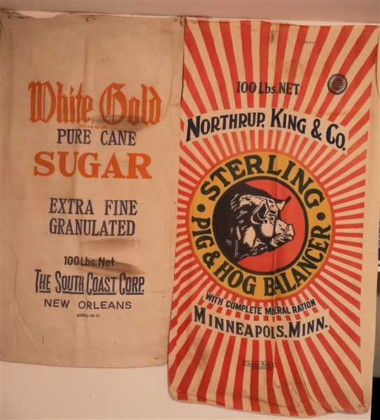 "White Gold" Pure Sugar Sack and "Northrup King & Co. Sterling Pig & Hog Balancer" Sack 
