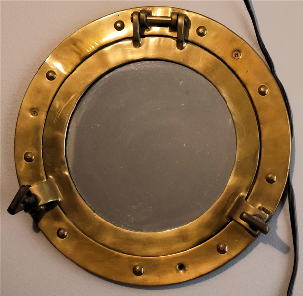 Brass Ship Porthole Mirror - Measures 11 1/2" Across