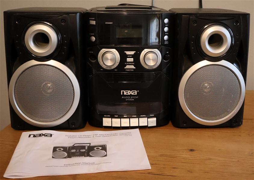 NAXA Portable Boom Box System - Radio, Cd, and Cassette Players - With Instructions