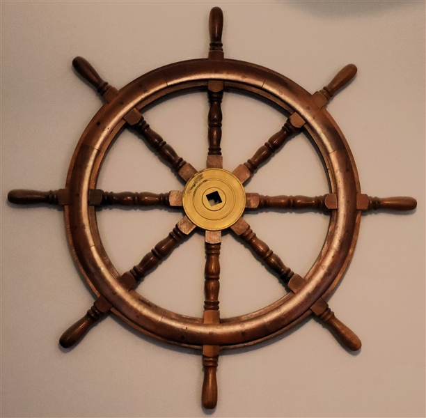 Large Wooden Ships Wheel - Measures 36" Across
