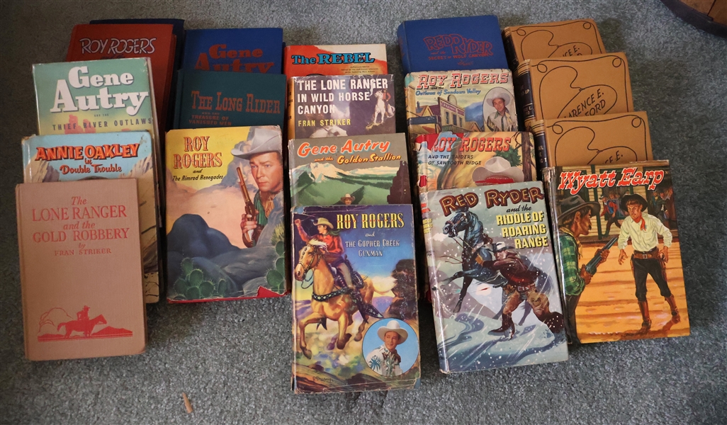 Lot of Hardcover Books -  Roy Rogers, The Lone Ranger, Hopalong Cassidy, Red Ryder, The Rebel, Gene Autry, and Wyatt Earp - Books are in Good Condition, Some with Dust Jackets