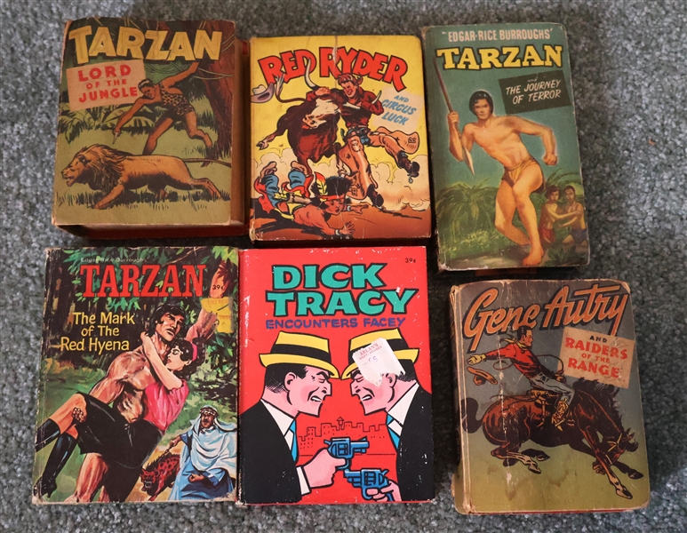 4 Big Little Books and 2 Big Better Books - Tarzan, Red Ryder, Dick Tracy, and Gene Autry