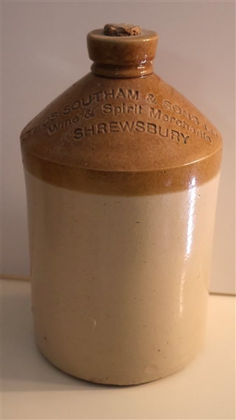 B140 Stone Jug From "Thos. Southam & Sons Ltd" Wine & Spirit Merchants - Shrewsbury - Jug Measures 11" Tall 