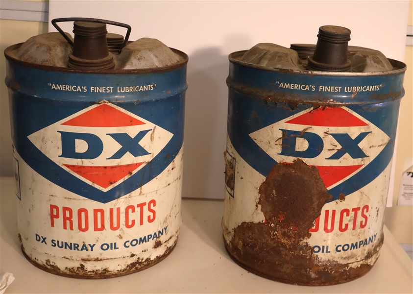 2 - DX Products - Sunray DX Oil Company 5 Gallon Oil Cans 