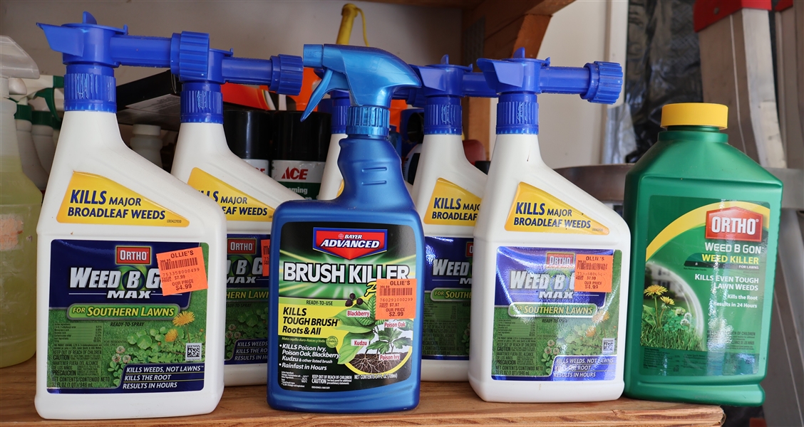7 Bottles of Weed and Brush Killer -All Full - Weed B Gone Max, Brush Killer, and Ortho Weed Be Gone ONLY WEED KILLER