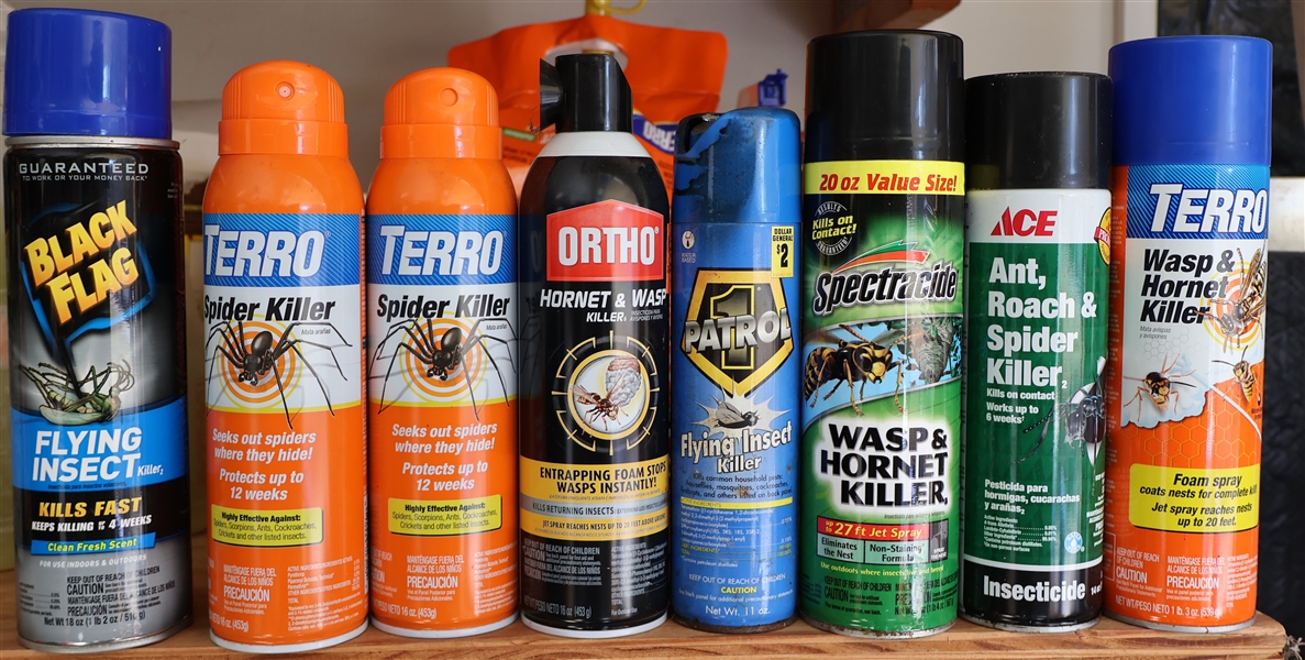 8 Cans of Flying Insect and Spider Killer - All Full - ONLY INSECT KILLER