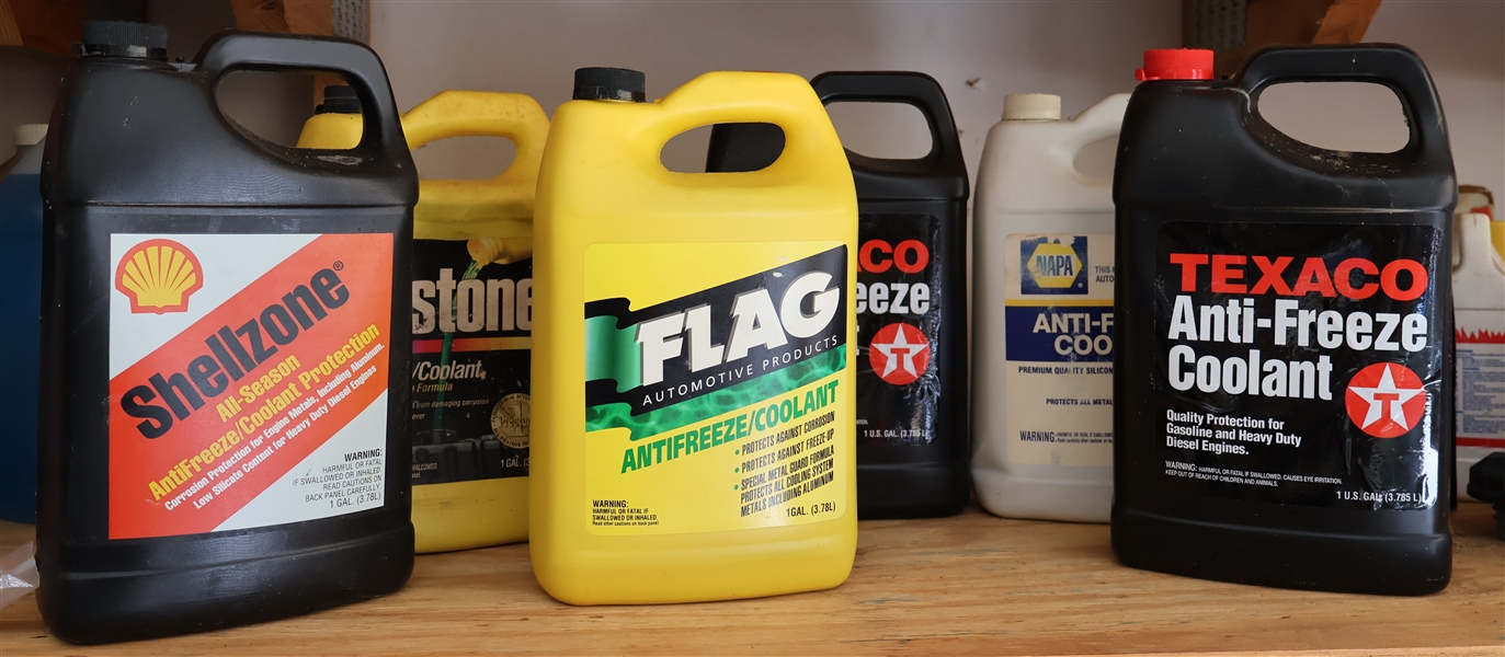 6 Bottles of Anti-Freeze - Flag, Shellzone, NAPA, and Texaco - All Unopened