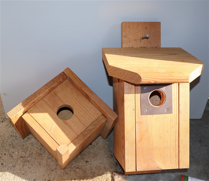 2 Hand Made Wooden Bird Houses