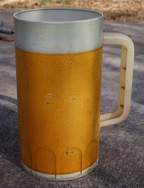 ChenCo - J. Chein Tin Litho Beer Mug Trash Can Measures 16" Tall 