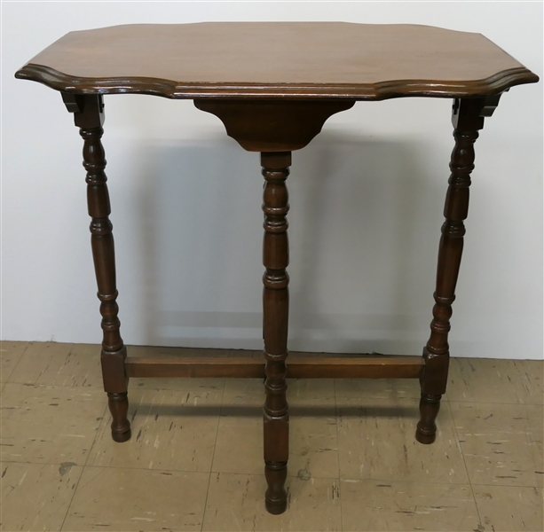 Turtle Shaped Occasional Table with Turned Legs - Measures 28" Tall 27" by 18" 