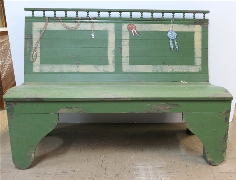 Green Hand Painted Bench with Ribbons - Bench Measures 36" Tall 52" by 21" 