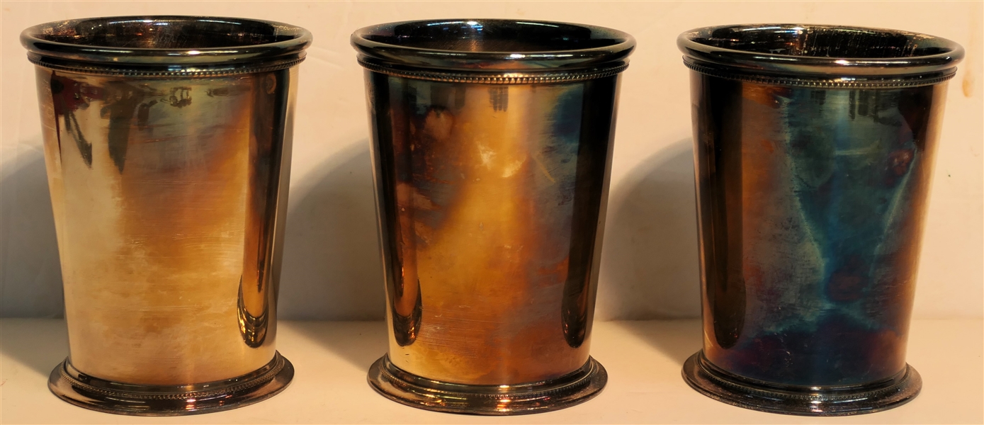 3 - Patrick Henry Mint Julep Cups - Made in England for D.M. Boney & Co. Inc. Richmond, VA