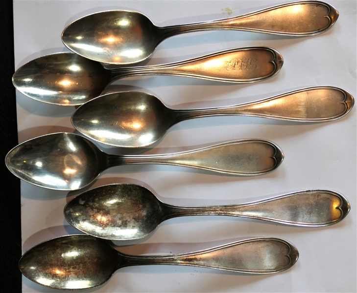 4 - Fessenden Bros Pure Coin Silver Teaspoons - Engraved   M.L. Perry - Providence, RI Silversmith - Each Spoon Measures 5 5/8" - 