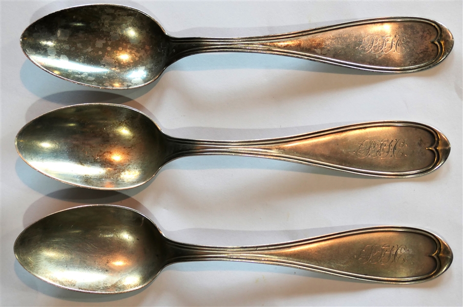 3 - F&H - Farrington & Hunnewell Coin Silver Tea Spoons 