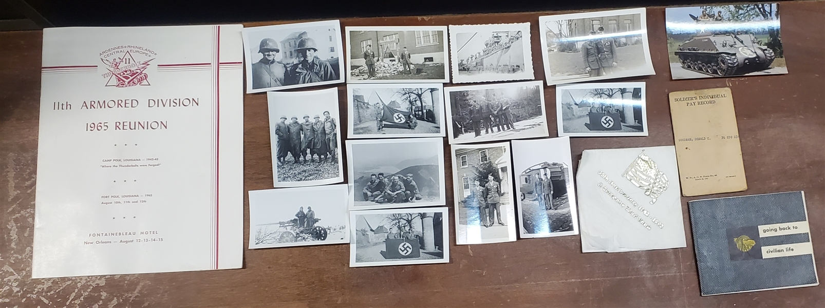 IMPORTANT Donald C. Goodmans WWII Pay Record, Many Original Photographs of War Time, and Reunion Program