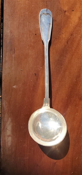 Antique French Fiddle Handled Silver Ladle - Marked Blanc 10 - 12G - Measures 12 1/2" Long