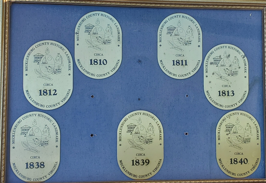 Mecklenburg County Virginia Historical Landmark - Date Plaques - Each Measures 6" - Framed Together