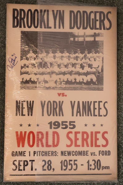 1955 World Series Poster - Brooklyn Dodgers vs. New York Yankees - Autographed by # 17 - and Coca Cola Baseball Poster 