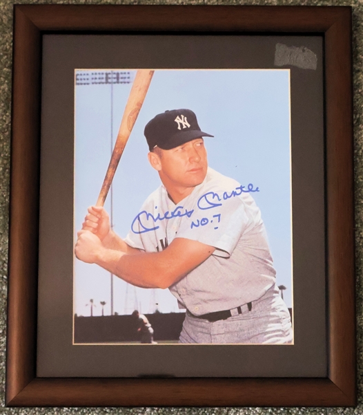 Mickey Mantle No. 7 Autographed Photograph - Framed and Matted - Frame Measures 13 1/2" by 11 1/2" 