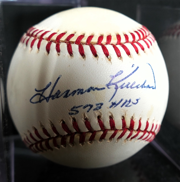 Autographed Harmon Killebrew 573 HRS Baseball in Case