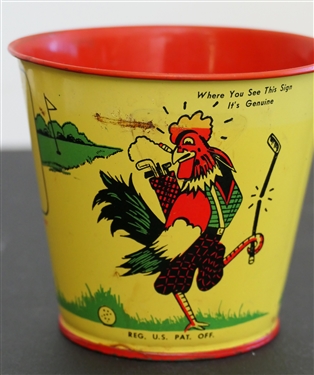 Chicken in the Rough 1/2 Fried Chicken - Tin Bucket - Great Graphics - Tin Measures 3 1/2 Tall 4 Across