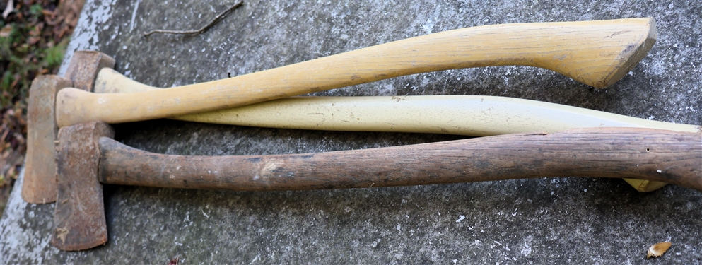 3 Axes with Wood Handles