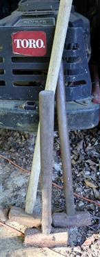 3 - Sledge Hammers - 1 with Longer Wood Handle and 2 with Shorter Wood Handles