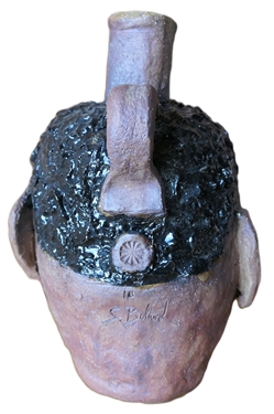 S. Boland Face Artist Signed Folk Ark Face Jug - Stamped 16 - Measures 8 Tall 