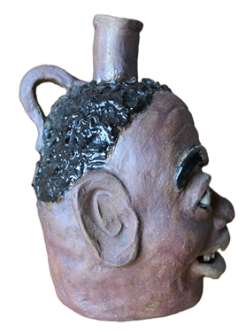 S. Boland Face Artist Signed Folk Ark Face Jug - Stamped 16 - Measures 8 Tall 