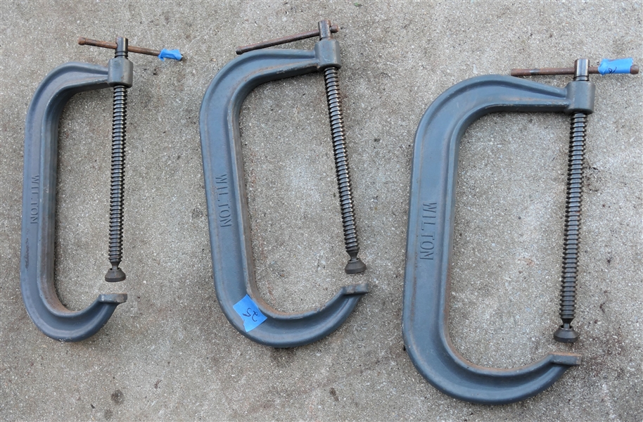 3 Wilton Steel "C" Clamps - Measuring 12" 