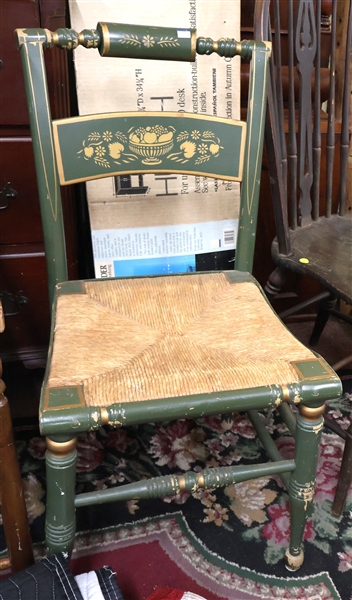 Stencil Decorated Rush Bottom Chair