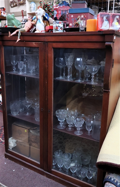 Bookcase / Display Case with Glass Doors - Wood Shelves 