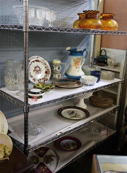 Amber Hobnail Shades, Punch Bowl, Pitchers, Plates