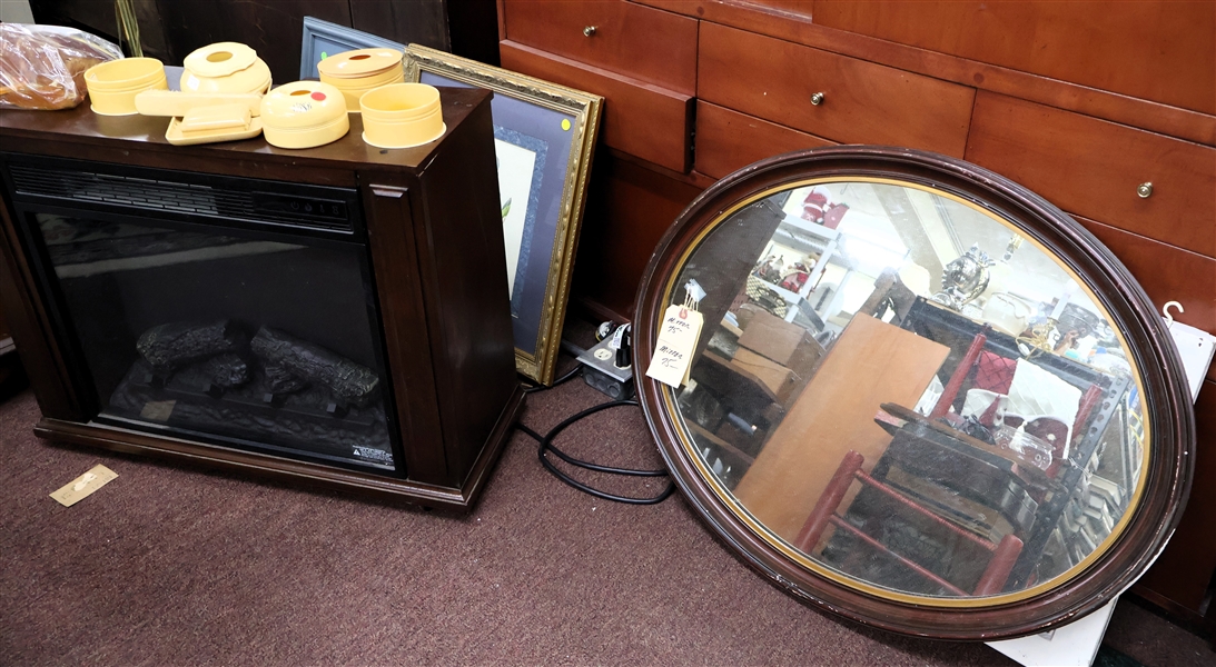 Oval Mirror, Electric Fireplace Hester, Celluloid Dresser Set