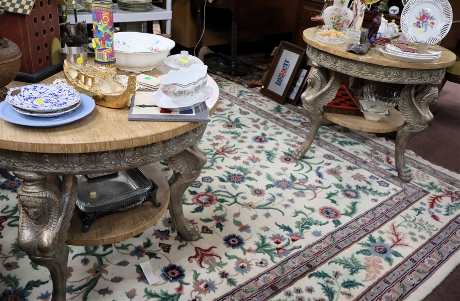 Pair of Round Decorator Tables With Figural Legs