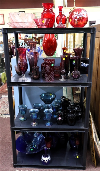 Ruby Red Glass, Blue Glass, Carnival Iridized Glass