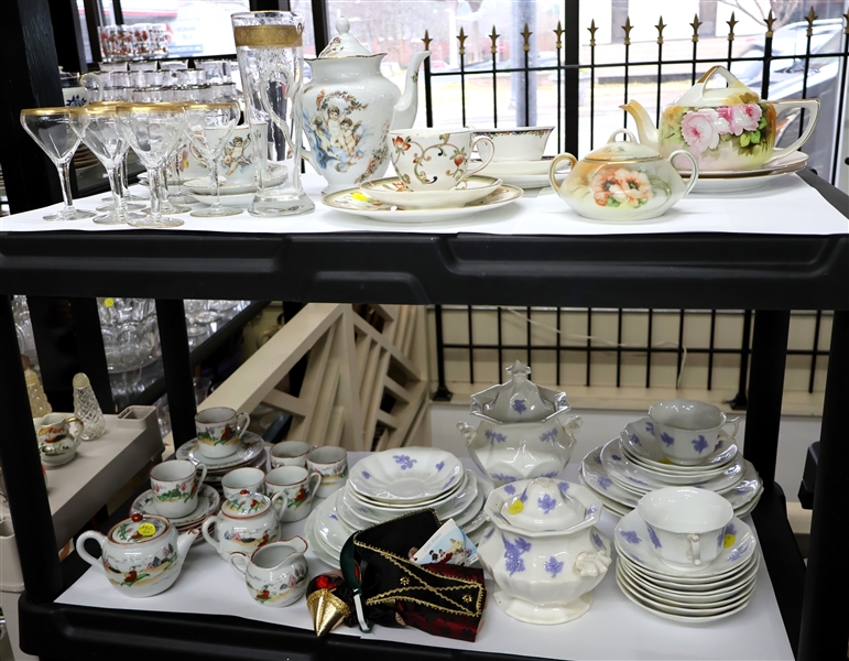 Hand Painted China, Gold Trimmed Glassware, Oriental China, 