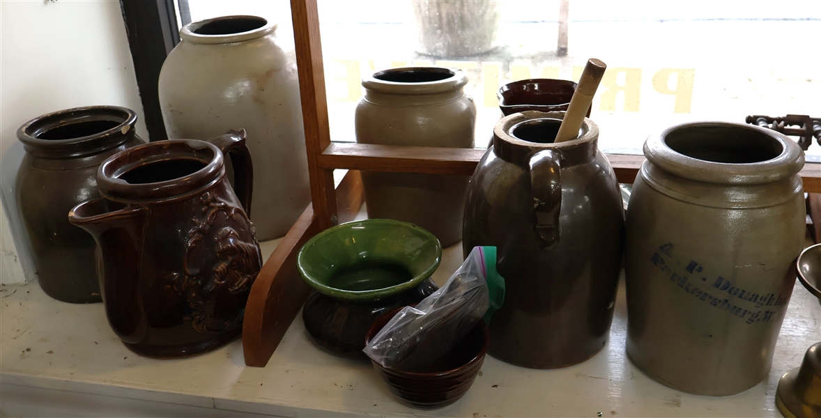 Lots of Pottery including A.P. Donaghho Crock
