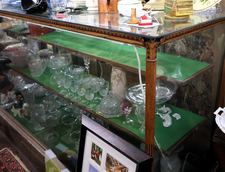 Nice Oak Country Store Display Case - Wood Shelves, Glass Sides