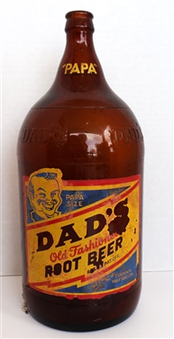 "Dads Old Fashioned Root Beer" "Papa" Bottle - Half Gallon Bottle - Some Missing Paint on Label